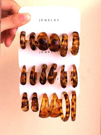 6-18pcs Leopard Print Earring Set, Fashionable Suitable For Daily Wear, Gatherings, Casual, Parties, Gifts