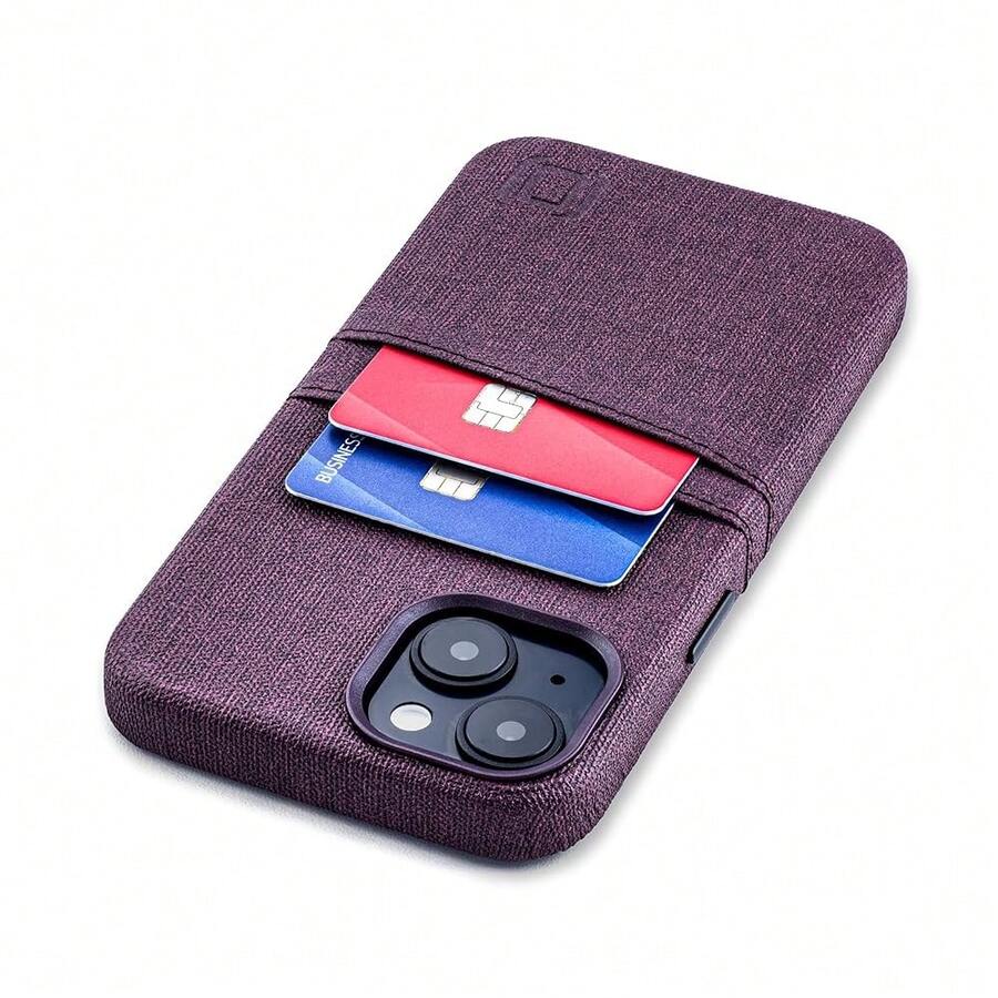 14 Card Case With Built-In Metal Plate For Magnetic Mounting & 2 Card Holder Pockets: Luxe M2 Wallet, Canvas Style Synthetic Leather ( 14, Burgundy){"Size_name":"14","Color_name":"Burgundy"} - 多色7 - 查看 1