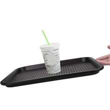 12 Pack Fast Food Tray 13.7 X 10.5 Inch Plastic Restaurant Serving Tray Cafeteria Tray For Coffee Table Party Black