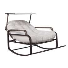 YCZ Grau/Beiger Rattanschaukelstuhl mit Sonnendach und klappbarem Fußhocker – ideal für Garten, Terrasse und Wohnzimmer