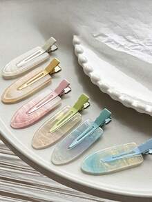 1pc Sweet Young Girl Iridescent Mermaid Girl With Invisible Hair Clip - Simple And Cute Hair Accessory, Claw Clips - Multicolor - View 4