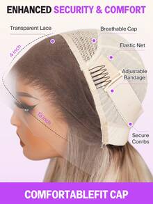 MEGALOOK Ash Blonde Ombre 13x4 Body Wave Lace Front 100% Human Hair - Transparent Lace Tiny Knots Skin Melt Ombre Color Wigs With Pre-Plucked Hairline Breathable Cap 13x4 Free Part - All Day Comfort Natural Hairline Undetectable Wig Daily Use Office Ready Party Style Y2K Baddie Vacation Outfits Outdoor Sunday's Best Cosplay Campus School Holiday Christmas Part Back To School Wedding Halloween Vibes Festival Ready Date Night Glam Wig For Women - Rooted & Ombre - View 9