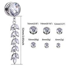 2PCS Elegant Wedding Ear Gauges Diamond Stainless Steel Ear Plugs Tunnels Ear Gauge Stretcher Fashion Rhinestone Tassel Dangle Earrings Body Piercing Jewelry Women