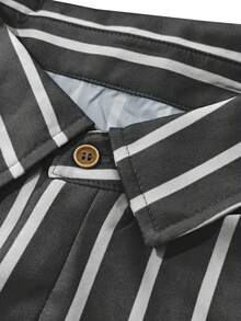 Men's Casual Blue & White Stripe Breathable Short Sleeve Shirt, Spring/Summer Vacation Style