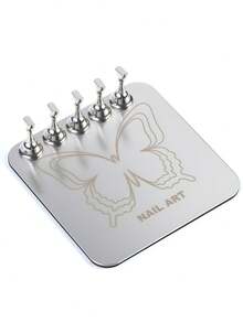 1 set de suporturi pentru unghii argintii/roz, suport de afișare unghii cu inimă și fluture, suport magnetic pentru unghii, practică pictura unghii, accesorii pentru set manichiură acrilic pentru începători, modele de unghii cu prindere prin presare, echipamente și decorațiuni pentru salon de unghii, 1 bază plus 5 suporturi pentru practică afișare unghii. - Multicolor - Vizualizare 10