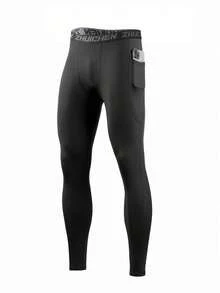4 - Pack Men's Compression Leggings With 2 Side Pockets, Soft Quick - Dry Breathable High - Elastic Pants For Fitness, Yoga, Running, Cycling, Ball Sports - Multicolor - View 7