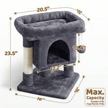 Butterslay 23.5″ 2-Level Cat Tree With Wide Top Perch & Cat Condo & Natural Sisal Scratch Posts For Small/Medium Cats - Dark Grey - View 5