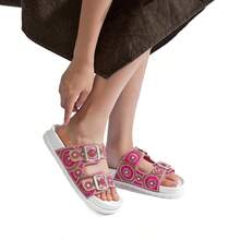 Women's Sandal Papete New Rhinestones With Adjustable Buckle Birken Meijile Original - Rose Red - View 3