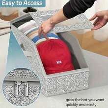 Baseball Cap Multi-Purpose Storage Box, Large Capacity Stackable Baseball Cap Storage Box, Multi-Functional Dust-Proof Storage Box, Suitable Wardrobe, Foldable Zipper Dust-Proof Storage Box, Storage Hats, Clothes, Dolls, Etc. , Can Be Used In 4 Seasons Throughout Year - Màu xám - 1 cái - Xem 3