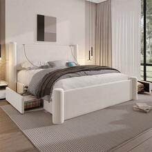 Bed Frames - Beige + Velvet + Contemporary + European - View 8