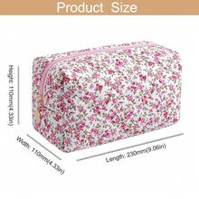 Makeup Bag Travel Cosmetic Bag For Women Girls, Zipper Make Up Pouch, Floral Flowers Toiletry Organizer Makeup, Portable Storage Cosmetic Travel Cloth Bag (Pink+Flower-Pink){"Color_name":"TwoPack:(Pink+Flower-Pink)"} - 兩件裝:(粉紅色+花粉色) - 查看 5