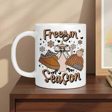 1 Halloween Themed Ceramic Mug, Coffee Cup, Tea Cup, 11 Oz And 15 Oz With "Halloween Frozen Season" Pattern, Best Halloween Gift For Friends And Family, High Temperature Resistant, Machine Washable, Halloween Decoration Gift, Seasonal Mug, Holiday Beverage Utensil, Halloween Design, Decorative Cup, High-Quality Ceramic, Durable Cup, Coffee Cup, Coffee Enthusiast, Gift Shopper - 黑色-11盎司 - 查看 4