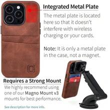 Card Case For  14 Pro With Built-In Metal Plate For Magnetic Mounting & 2 Pockets: Exec M2 Premium Synthetic Leather Wallet Case ( 14 Pro, Brown){"Size_name":"14Pro","Color_name":"Brown"} - Multicolor2 - View 4