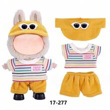 New Casual Fashion Outfit Set, Includes T-Shirt, Shirt, Tulle Skirt, Princess Dress, Overalls, Compatible With 17cm FORLABUBU Dolls (Doll And Shoes Not Included) - Multicolor - View 3