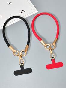 1pc Leather Short Phone Lanyard Wristband, Fashionable High-End Outdoor Wrist Strap, Keychain Sturdy Lanyard Gifts For Mother, Family, Friends, Birthday, Holiday Phone Charm, Phone Chain