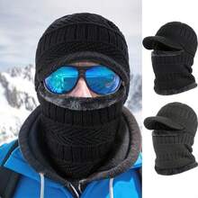 1 Stück Sturmhaube mit Fleecefutter und Schirm, bequeme und kältebeständige Kopfbedeckung mit Schirm, windabweisende Outdoor-Radmaske, Skikopfbedeckung, geeignet für Radfahren, Laufen, Outdoor-Sport und Alltagsgebrauch, unisex Herbst- und Winterstil