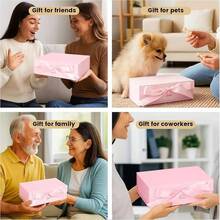 1 个粉色折叠礼品盒，26 厘米 * 19 厘米 * 8 厘米，豪华生日礼品包装盒，圣诞礼品盒，万圣节礼品，新年礼品盒，伴娘礼品，婚礼礼品盒