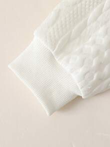 2 件年轻男孩休闲套装：刺绣领拼接运动衫 + 简约双口袋牛仔裤 - 白色 - 查看 8