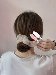 4/8pcs Simple Hair Tie Elastic Scrunchie Daisy Pattern Mesh Hair Rope Ponytail Holder Women's Hair Accessories, Soft And Sweet Elastic Hair Tie For Fashionable Hair Accessories And Valentine's Day Gift Ponytail Holders Hair Elastics Hair Rubber Bands Scrunchies Head Accessories - Multicolor - View 8