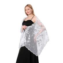 Shawls And Wraps For Evening Dresses,Women Formal 1920s Sequin Flower Sheer Shawls And Wraps For Wedding-{"Color_name":"White"} - 白色 - 查看 4