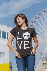 Womens Love Skull T Shirt Funny Skeleton Bones Halloween Party Graphic Tee Funny Womens T Shirts Cute Vintage Fashion Casual Ladies T-Shirt Gift - 希瑟.布萊克 - 查看 4
