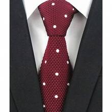 Corbata delgada de punto de unicolor para hombres, acabado cuadrado {"Talla_nombre":"Talla única","Color_nombre":"Lunares color vino rojo" - Multicolor10 - Ver 3