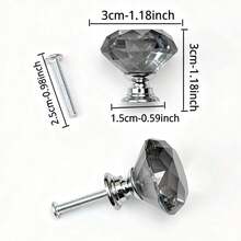 10 Stücke graue Kristall Schrankhgriffe, Küchenschrank Türknöpfe, Kommode Schublade Kristall Glas graue Griffe, Möbelbeschläge, für Badezimmer, Kommode und Kleiderschranktüren