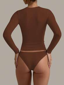 XLLAIS Fall Winter Outfits Spring Stretch Base Slim Top Women Casual Club Long Sleeved Red T-Shirt