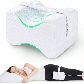 Bein Kissen Schlafkissen | Memory Foam Knie Kissen mit Gurt für Seitenschläfer | Bein Knie Kissen mit abnehmbarem und waschbarem Bezug