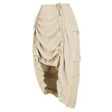 Zhitunemi Women's Steampunk Skirt Ruffle High Low Outfits Gothic Plus Size Pirate Dressing{"Size_name":"Medium-Large","Color_name":"Beige"} - Beige - View 3