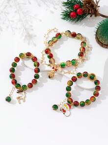 Christmas Beaded Reindeer Bracelet, Cute Niche Versatile Sweet Accessory
