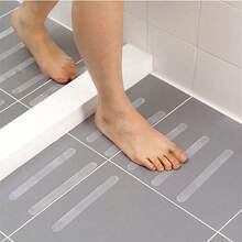 24pcs Clear Anti-Slip Strip Stickers For Bathroom Floor And Shower - Non-Slip Tape For Bathtub Floor - Easy To Apply And Remove - Prevents Slips And Falls, Bathroom Decor For Hotel