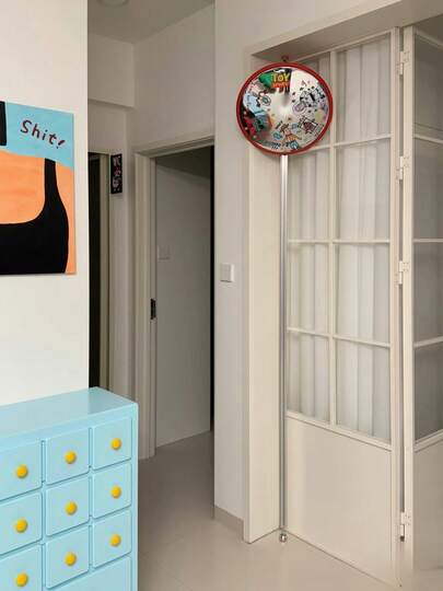 1pc DIY壁挂镜子凹凸镜加大直径21cm拍网红广角镜家居装饰哈哈镜彩绘转角镜拍照道具后视镜摆件拍照网红好看