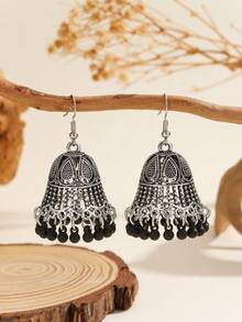 زوج من الأقراط الجومكا الكاجوال العتيقة المجوفة، مجوهرات تقليدية جومكي، مناسبة للنساء والفتيات في المناسبات اليومية والأعياد والأعراس والحفلات/هدية مجوهرات