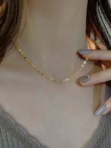 1 Peça Colar de Prata Esterlina S925, Estilo Minimalista Super Cintilante, Corrente Lisa de Estilo Frio, Corrente de Clavícula, Estilo de Moda Luxuoso Adequado para Uso Diário de Mulheres, Presente para Namorada/Esposa, Presente de Aniversário/Feriado