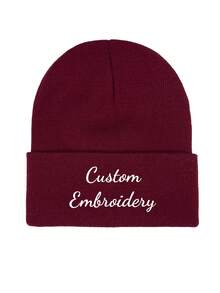 1pc,Personalized Embroidered Beanie-Custom Winter Hat For Adults -Warm Knit Hat-Custom Logo Beanie - Christmas Gift Idea-Couple Beanie With Text - Multicolor - View 3