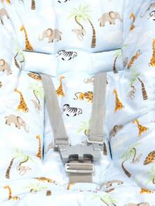 Soft Padded Stroller Cover For Boys And Girls 100% Cotton - 藍色野生動物園 - 查看 2
