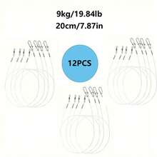 12 件 100% 氟碳钓鱼线，带双环和快速锁扣，高品质钓鱼线