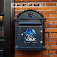 1 ímã de geladeira acrílico plano 2D, sinalização decorativa e ornamentos, design de paisagem de neve natalina, artesanato requintado, adequado para cozinha, sala e decoração sazonal de casa, criando uma atmosfera aconchegante.