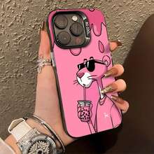 Funda para teléfono con diseño de Boba Tea Element de la Pantera Rosa, compatible con iPhone 16, 15, 14 Pro Max, 13, 12, 11, XR y XS Plus. Fabricada en silicona TPU, ofrece protección contra golpes y caídas, además de una excelente sensación al tacto. Es el regalo ideal para familiares, amigos y seres queridos. - Negro - Ver 1