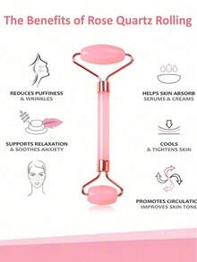 2件套面部刮痧按摩工具套装：1个双头按摩滚轮，1个心形刮痧板，面部按摩可消除浮肿，舒缓提拉肌肤，令肌肤焕发光彩。适用于美容、护肤、水疗、自我护理、护肤工具、面部护理、美容师用品、按摩、面部按摩工具、面部滚轮。 - 彩色 - 查看 23