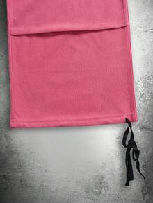 Men's Corduroy Straight Leg Casual Pants With Pockets And Drawstring Hem, Pink - Pink - View 8