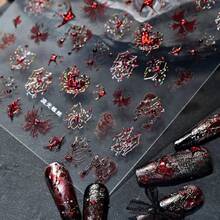 Adesivi per unghie con farfalle piatte glitterate, cuori e perle, impermeabili, decorazioni per unghie dolci e scure