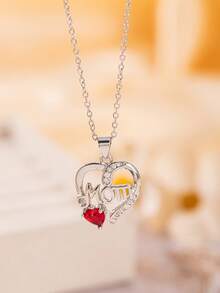 1pc Elegant Heart Pendant Necklace, Fashionable Luxury Choker Necklace, Delicate Design Suitable For Women's Daily Wear, Gift For Friends And Family, Christmas Gift