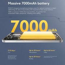 POCO M7 Globale Version Smartphone NFC Riesige 7000mAh (Typ) Batterie 33W Schnell- und 18W Reverse-Ladung Immersives 6,9" FHD+ Display 144Hz AdaptiveSync Bildwiederholrate Leistungsstarker Snapdragon® 685 Bis zu 16GB RAM mit Speichererweiterung Klare 50MP KI Dual-Kamera Xiaomi HyperOS 2 IP64 Seitlicher Fingerabdrucksensor KI Gesichtserkennung Entsperrung - Silber - Übersicht 3