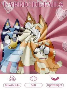 Bluey Cartoon Digital Print Bedsheet,  Bedding, Mattress Protector, Bed Cover, Fitted Sheet, Home Decor, Comfortable Home Textile, Breathable Anti-Pilling Mattress Protector, Soft & Skin-Friendly, Cartoon Pattern Bed Cover,  Home Decor, Soft & Comfortable Bedroom Bedding, Sofa Cover, Fitted Sheet, Queen/King Size Bedding Set, Fitted Sheet, Fitted Sheet Set, Bed Cover - Multicolor - View 5