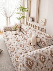 1pc Jacquard Dual-Tone Sofa Cover, High Elasticity, Non-Deformation, Non-Fading, Pet-Friendly, Dirt & Scratch Resistant, Suitable For All Seasons, Machine Washable, Applicable For 1/2/3/4 Seater Sofas (Multiple Sizes Available) - Khaki - View 8