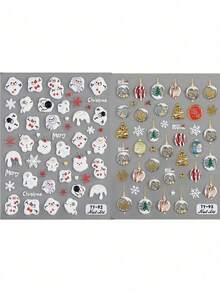 Adesivi per arte di unghie a sfera di cristallo natalizia, adesivi per arte di unghie invernali 5D in rilievo con fiocchi di neve, adesivi per arte di unghie stile Y2K, decorazioni fai-da-te per unghie con motivi natalizi e di Capodanno, forniture per arte di unghie