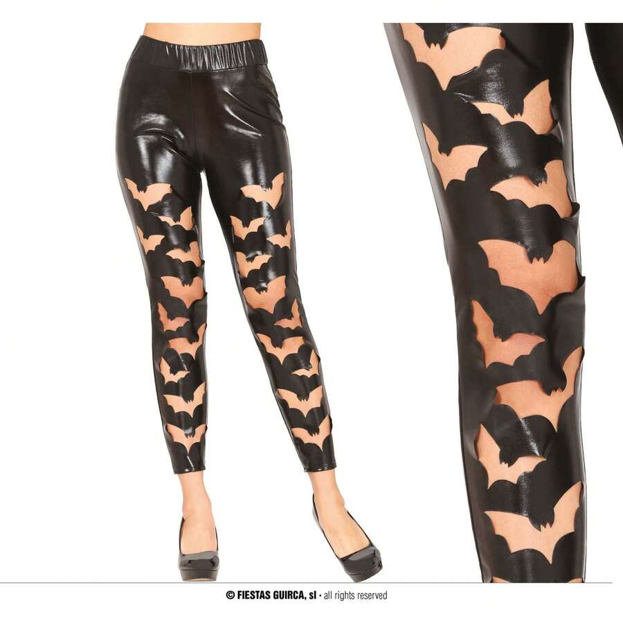 Fiestas Guirca Damskie legginsy z czarnym nadrukiem z ekoskóry w kształcie nietoperza, idealne na imprezy halloweenowe, cosplay i imprezy tematyczne, elegancki i atrakcyjny design, dostępne w wielu rozmiarach – BEZPŁATNA wysyłka ✅ Dostawa w ciągu 24/48 godzin do Hiszpanii (półwysep) - Wielokolorowe - Zobacz 1