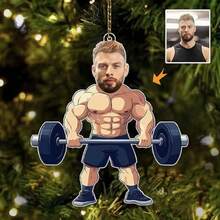 Personalized Photo Athlete Christmas Ornament, Custom Name Acrylic Ornament, Photo Athlete 2D Flat Ornament, Photo Athlete Gift,Christmas Gift Supplies - Multicolor - View 3